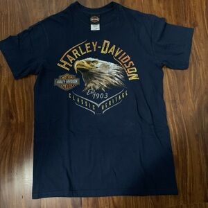Harley-Davidson Dark Blue T-Shirt with Eagle Graphic